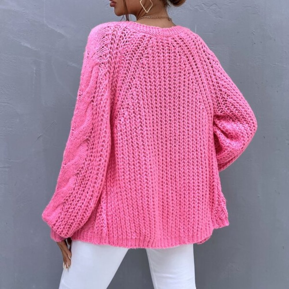 BARBIE PINK Knit Open front Cardigan - Picture 2 of 8